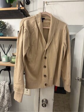 GAP Men's Shawl Collar Cardigan — Tan